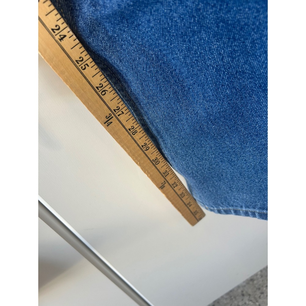 Vintage Mens Straight Leg Denim Jeans Medium Wash Blue Five Pocket Rugged 37x30 - Picture 11 of 12